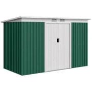 Casetta da Giardino Porta Utensili in Lamiera di Acciaio con Porte Scorrevoli, 280x130x172cm, Verde Scuro