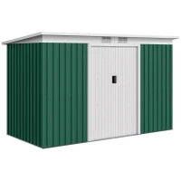Casetta da Giardino Porta Utensili in Lamiera di Acciaio con Porte Scorrevoli, 280x130x172cm, Verde Scuro