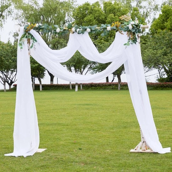 Velo di tenda in tessuto liscio bianco - Decorazione per finestre - Pannelli di tenda oscuranti - Unico pezzo - 152cm x 549cm - Adatto per abitazione/matrimonio - Tenda