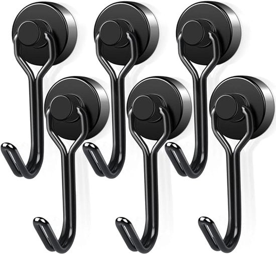 Pacco da 6 calamite neodym di 16 mm, capacità di sollevamento di 10 kg, calamite rotanti, lamiere in acciaio inossidabile, adatte per cucine, frigoriferi e armadi, calamite nere.