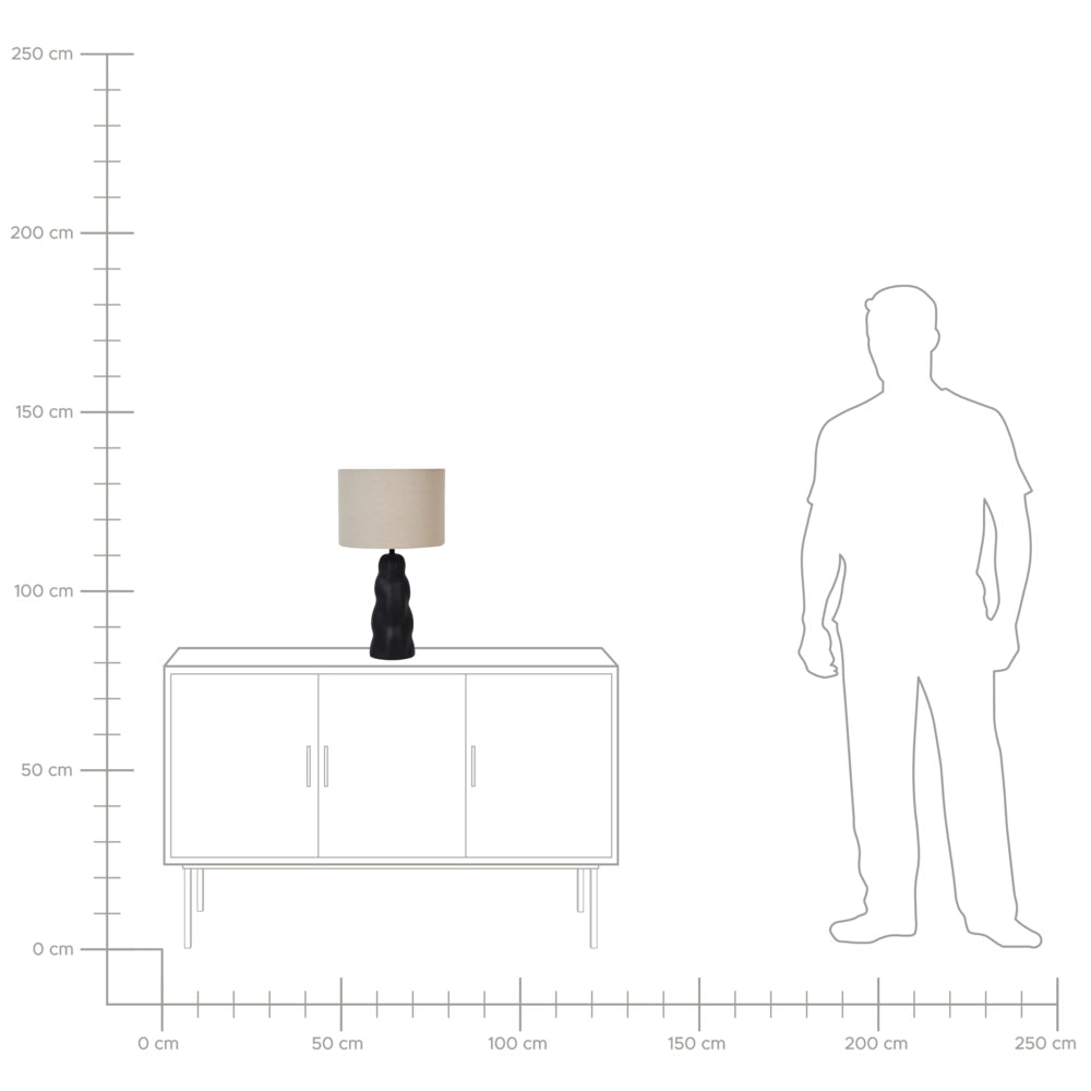 Lampada da comodino in ceramica con paralume a tamburo beige Nero stile moderno e minimalista