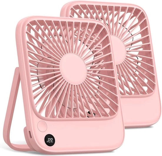 Ventilatore da tavolo ricaricabile - 2 pezzi, batteria 4500 mAh - silenzioso e portatile con display Power & Speed