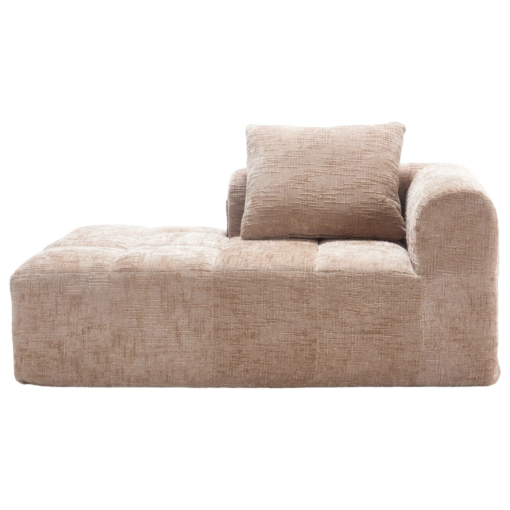 Méridienne con Cuscino e Tasche Laterali, Design Ergonomico in Ciniglia Cachi 158 × 90 × 60 cm