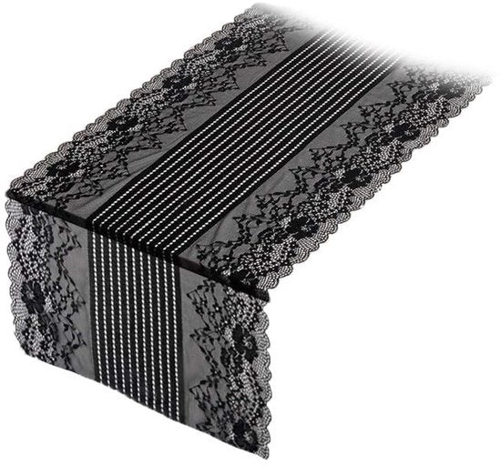 Tavolo da pranzo con bordo di 38 cm - Decorazione da tavola - Accessorio da tavola - Mobiliario da soggiorno - Nero/ Bianco - Materiale ecologico - Tovagliato da tavolo