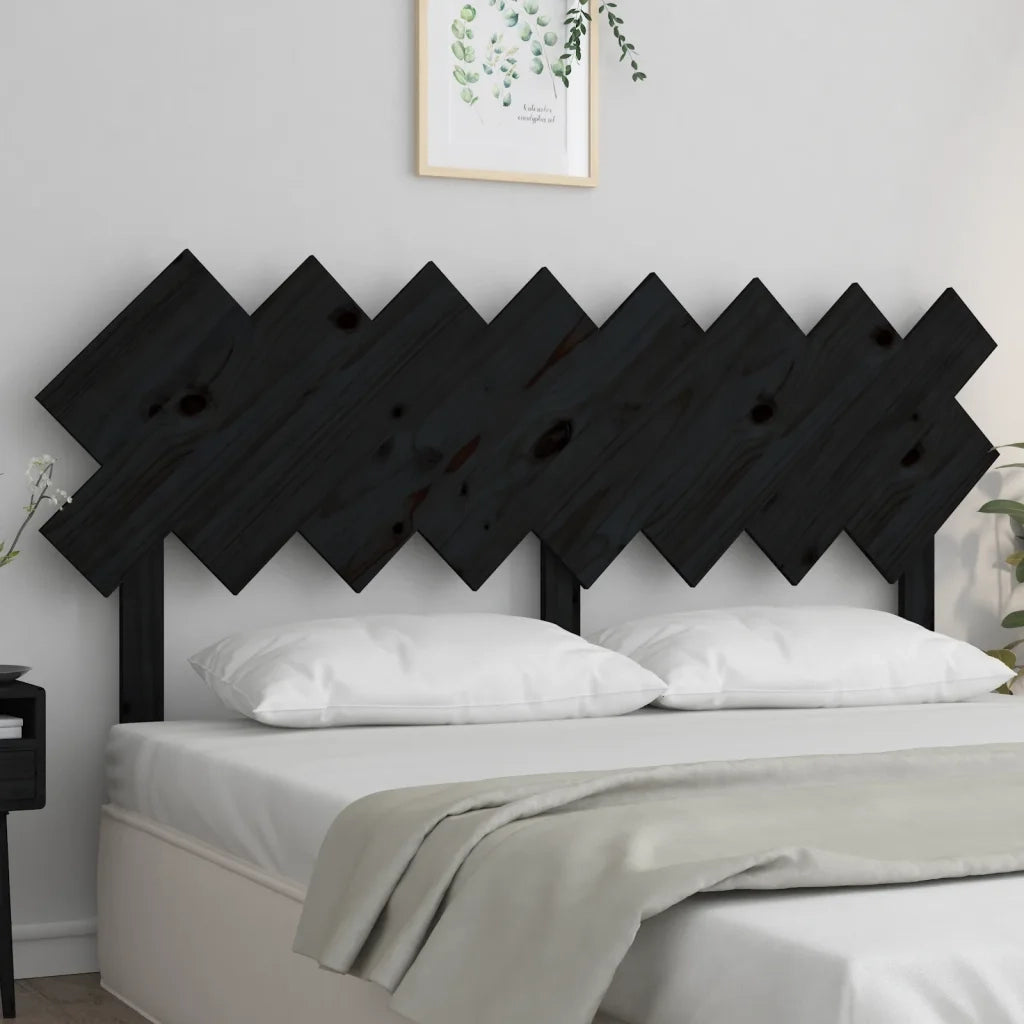 Testiera | Testata per Letto Nera 159,5x3x80,5 cm Legno Massello di Pino