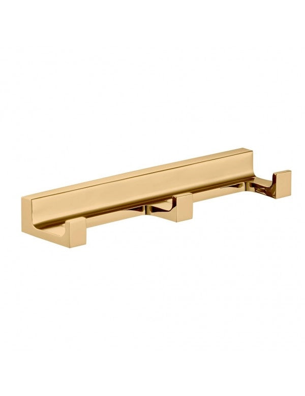 Gancio triplo NIL in ottone dorato spazzolato 16x4,2x2,1 cm