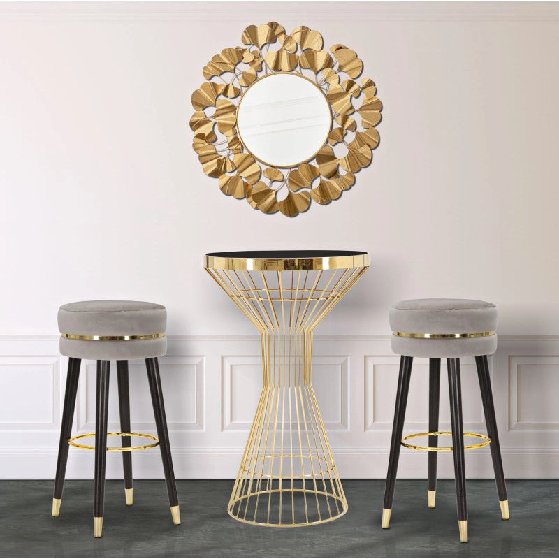Sgabello Bar Paris Grigio/gold cm ø 35x74