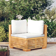 Divano Angolare da Giardino con Cuscini Crema Massello di Teak 319157