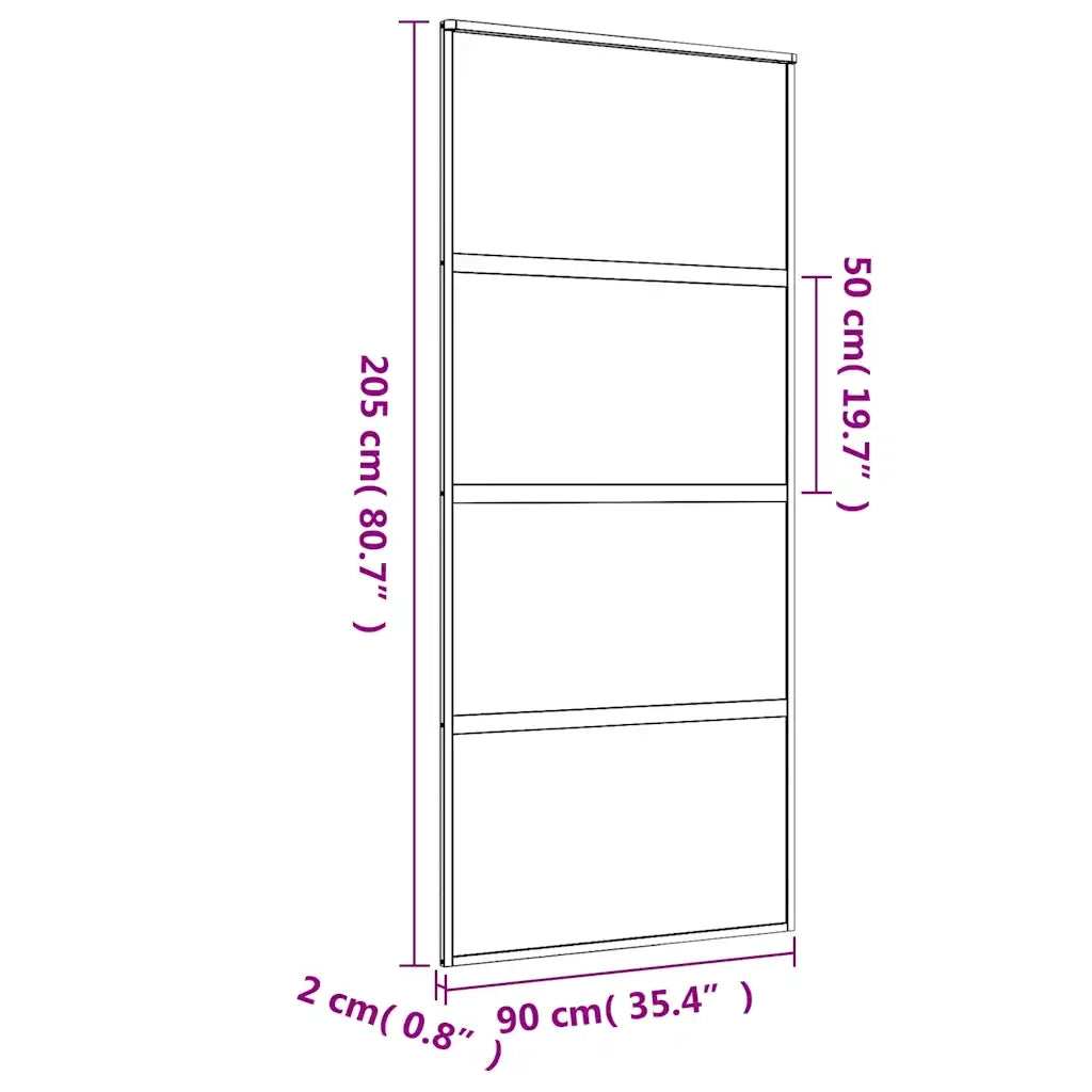 Porta Scorrevole Dorata 90x205 Vetro Smerigliato ESG Alluminio 155182