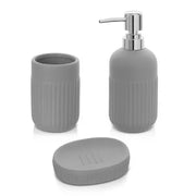 Accessori bagno da appoggio in set 3 pezzi in ceramica colore grigio Cup
