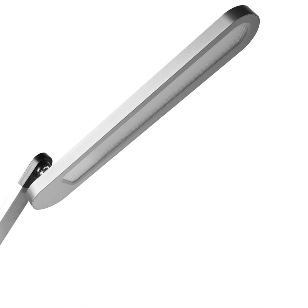 Lampada da scrivania moderna per ufficio domestico 3 modalità di temperatura Dimmer continuo Caricatore wireless Paralume regolabile Materiale sintetico Grigio