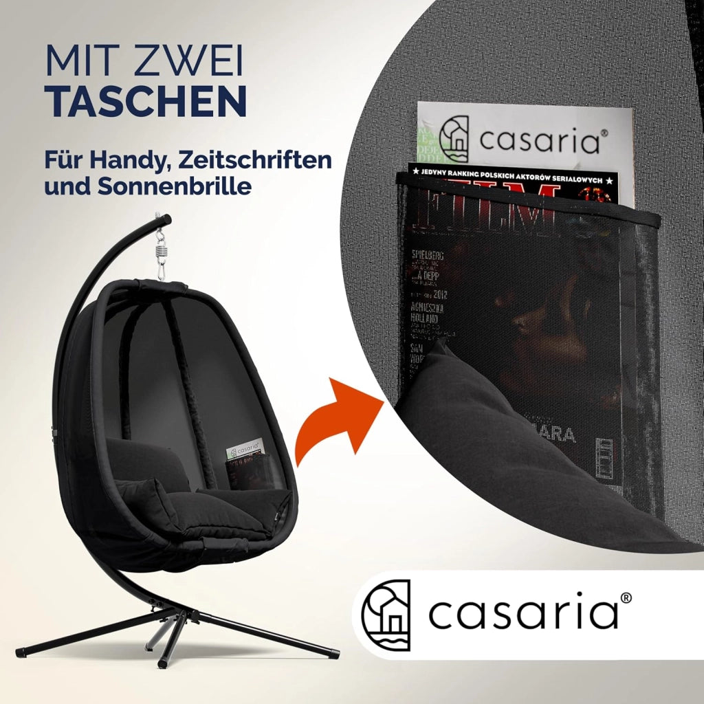 ® Sedia a Dondolo da Esterno ed Interno con Telaio 2 Tasche Laterali con Cuscino Poltrona Sospesa XXL con Capacità 150 kg Stabile Resistente