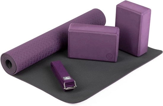 Impacco Yoga Starter Set | Set composto da: 1 mat yoga in TPE, 2 blocchi yoga in EVA (gomma) e 1 cintura yoga in cotone | set per principianti