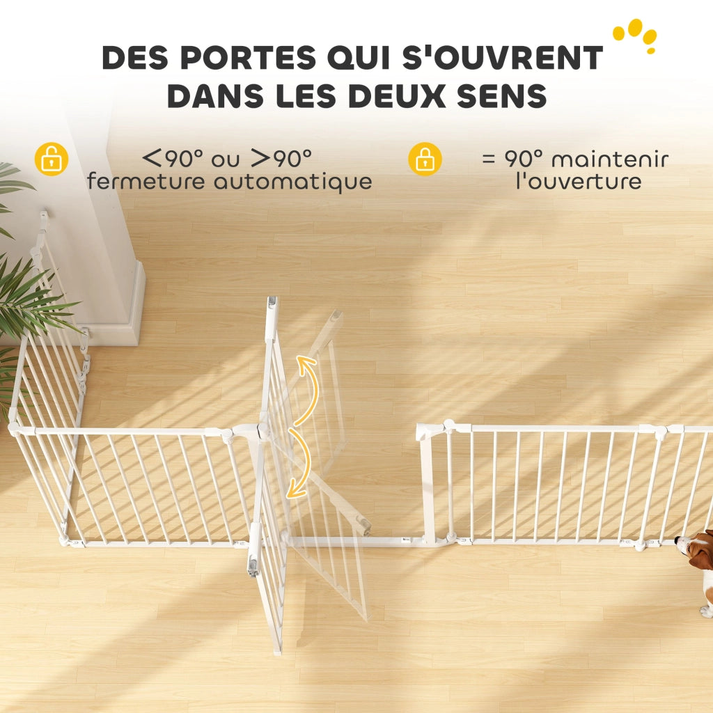 Recinto Sicurezza per Bambini e Cani ¨C zephmum ¨C Metallo Pieghevole 6 Pannelli 61x75 cm Bianco