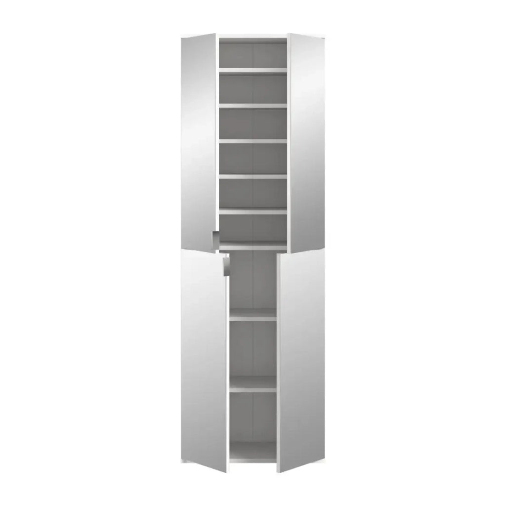 Armadio di stoccaggio 8 porte BODITE – Bianco laccato – 4 porte con specchi