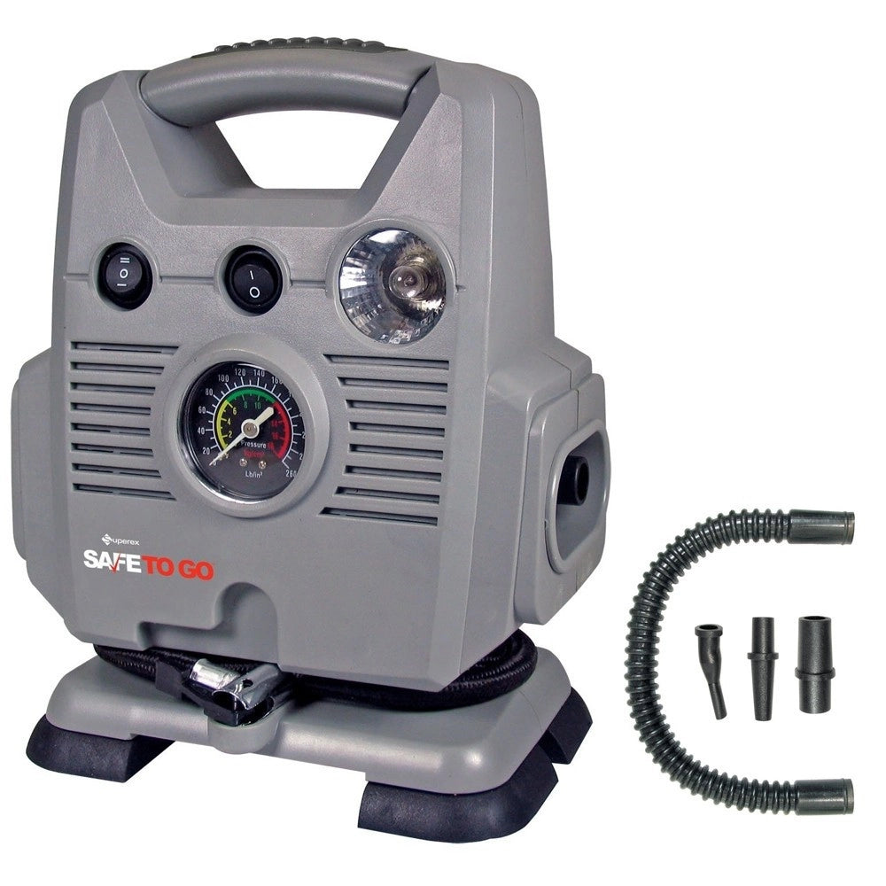 Trade Shop - Compressore Di Aria 12v 260 Psi Doppio Motore Con Manometro Integrato Cps-0161 -