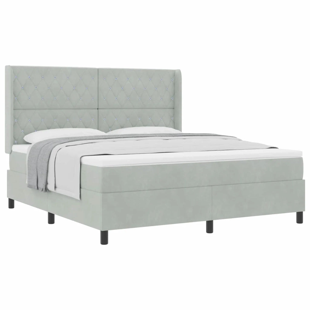 Letto a molle con materasso Grigio chiaro 180 x 200 cm Velluto 3341966