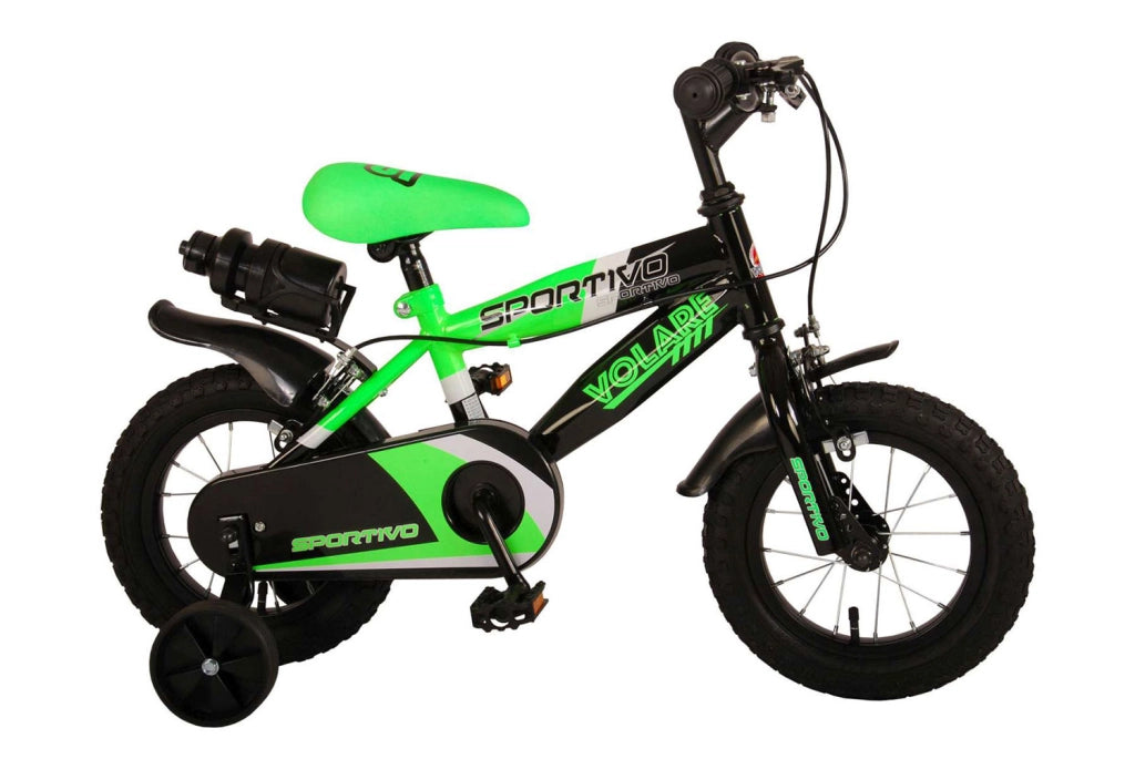 Bicicletta per Bambini 12" Stabilizzatori e Freni Caliper Verde
