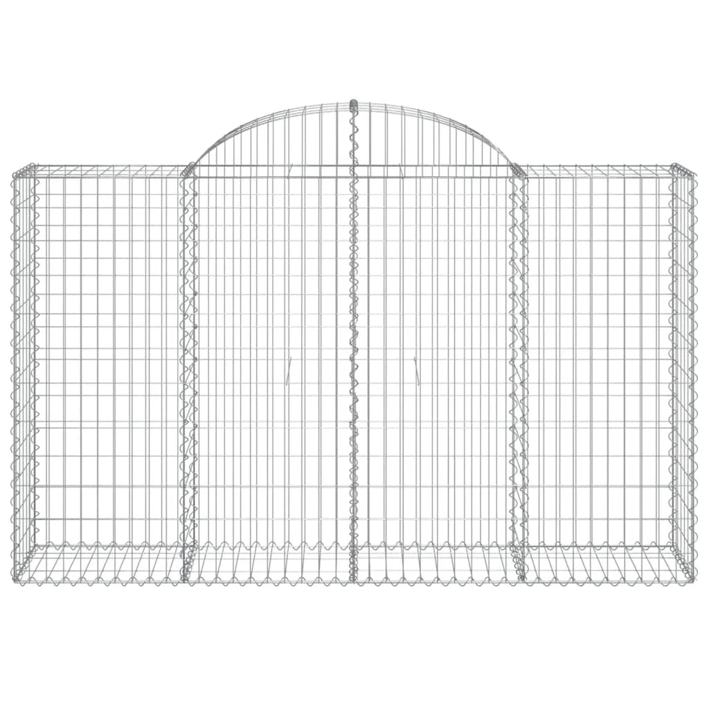 Cestini gabbioni recinzione a gabbia muro di contenimento ad arco 1 set da 2 200 x 50 x 120/140 cm ferro zincato argento 02_0040528