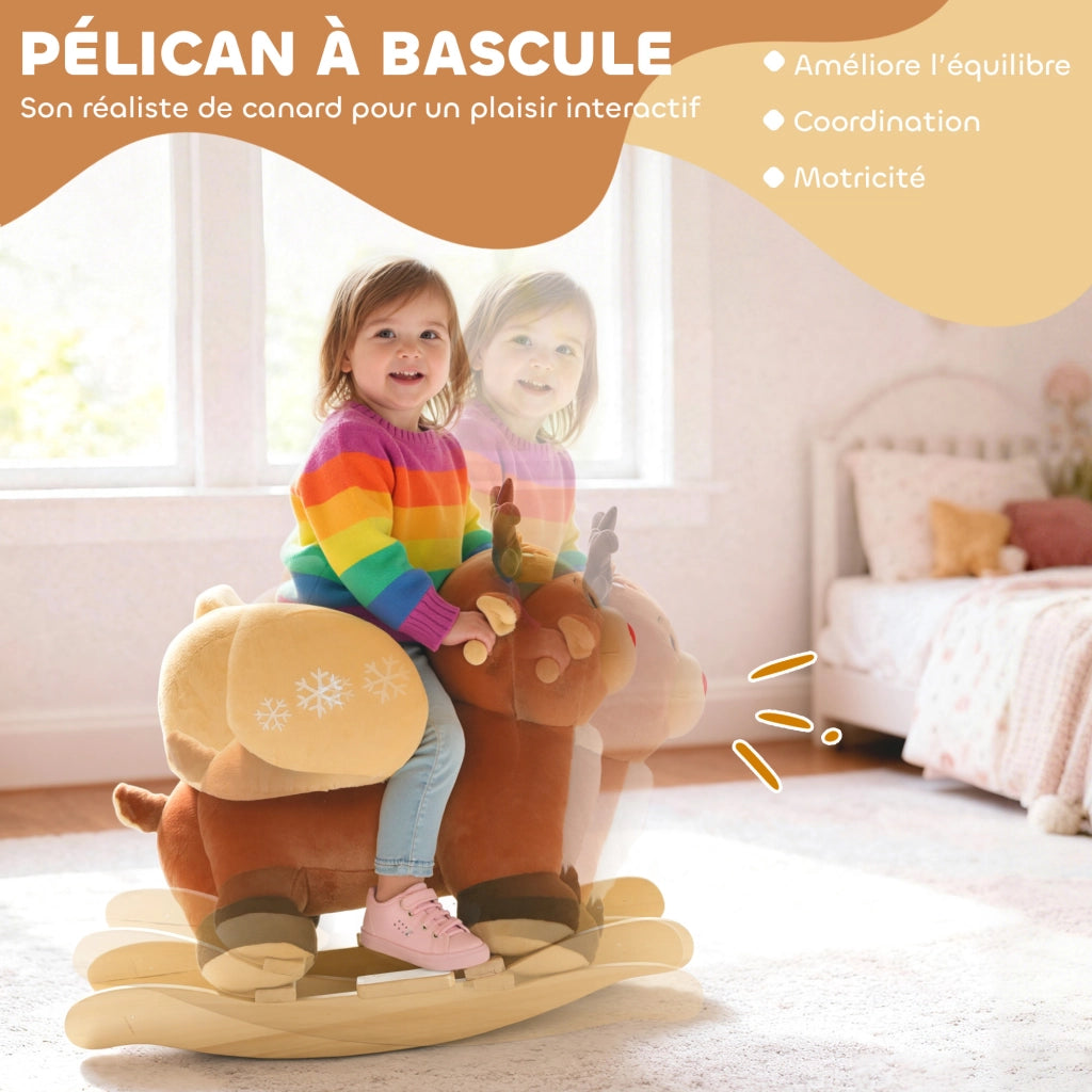 Cavallo Dondolo per Bambini ¨C zephmum ¨C Marrone 65x32x55 cm