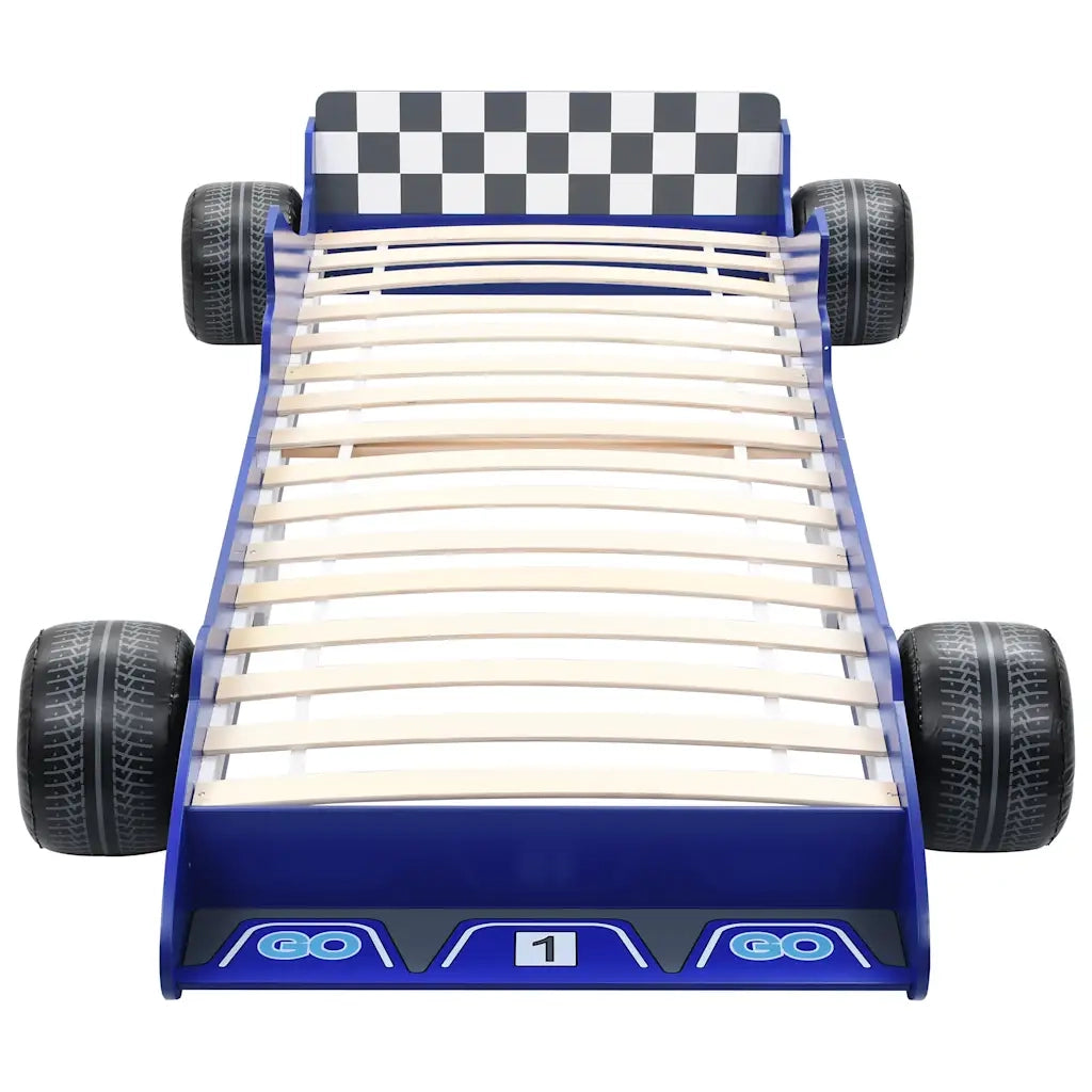 Letto Bambini | Letto Infantile | Lettino ad Auto da Corsa 90x200 cm Blu