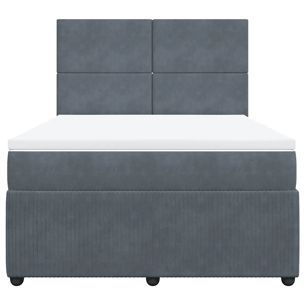 Giroletto a Molle con Materasso Grigio Scuro 140x190 cm Velluto 3292329