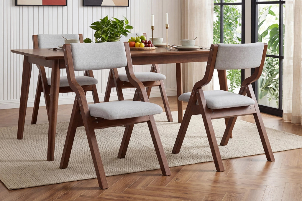 SEDIA Pieghevole in legno massello 91,5x49x15,5 cm Grigio Set da 4 pezzi
