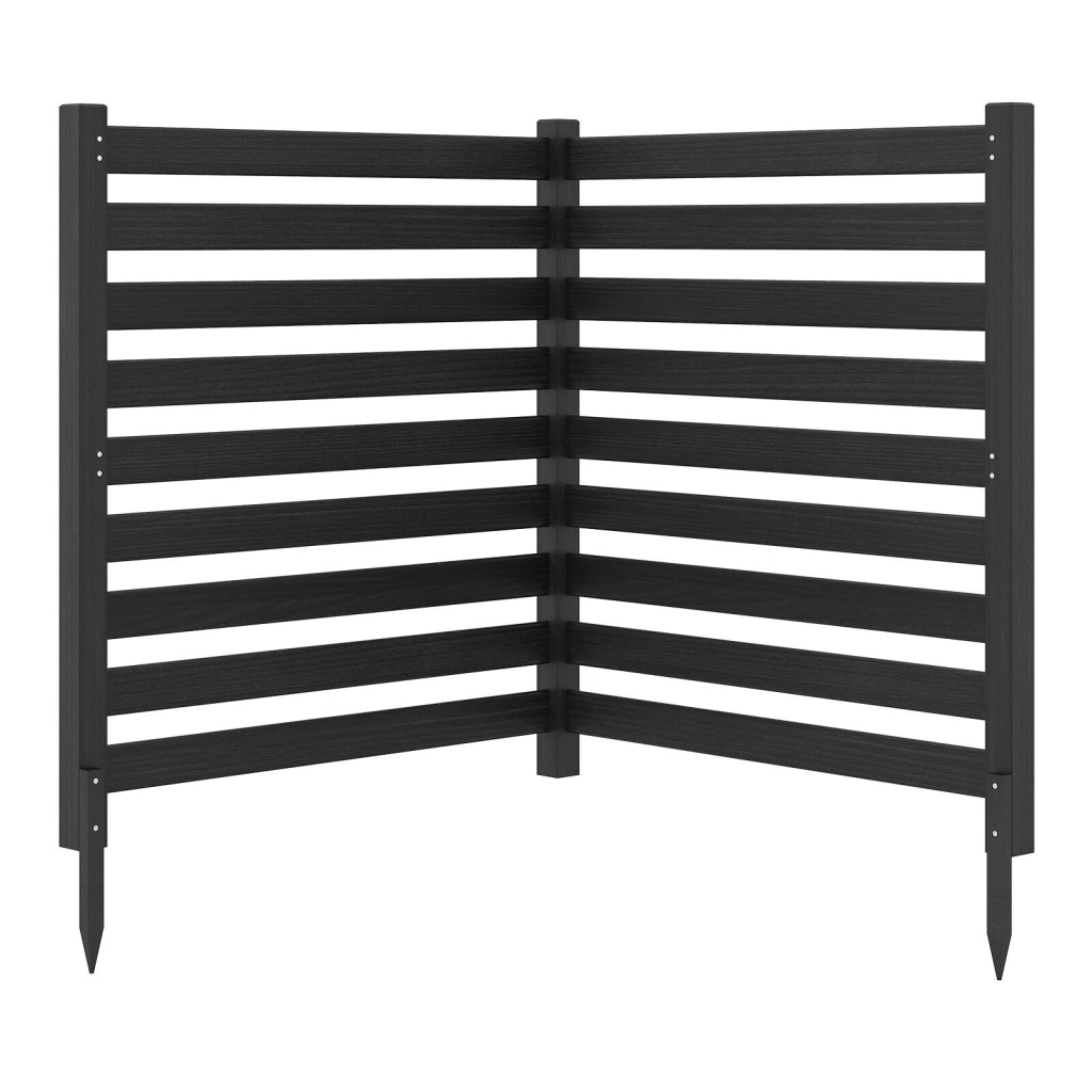 2*Recinzione da giardino in legno massello montaggio flessibile e modulare, Recinto esterno a 2 pezzi divisorio di spazio Nero