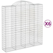 Cestini gabbioni recinzione a gabbia muro di contenimento ad arco 6 pezzi 200 x 50 x 200/220 cm ferro zincato argento 02_0041005