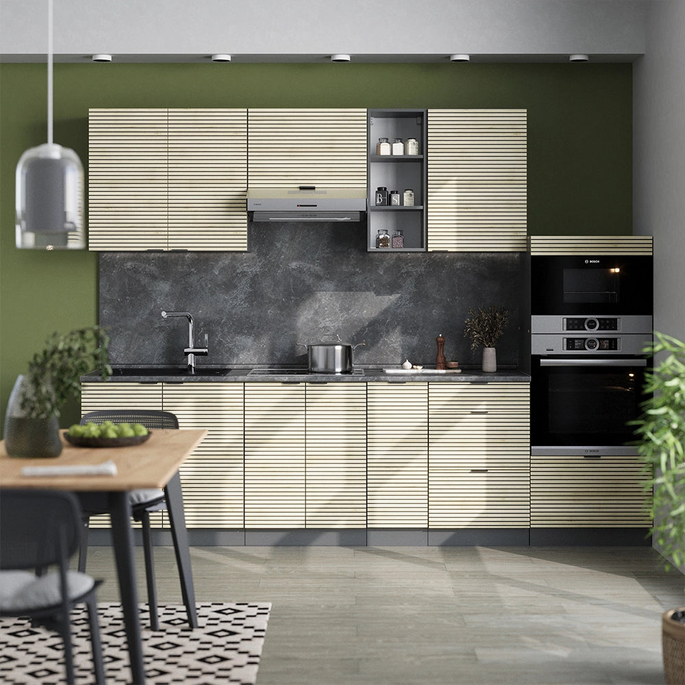 Cucina componibile Fame-Line Pannello in quercia/Antracite 280 cm, PL Antracite Vicco