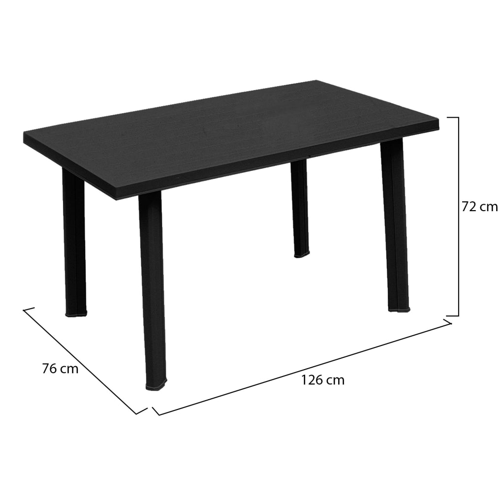 Ozello, Tavolo da Esterno 6 Posti Made in Italy, 126x76x72h cm Nero Antracite