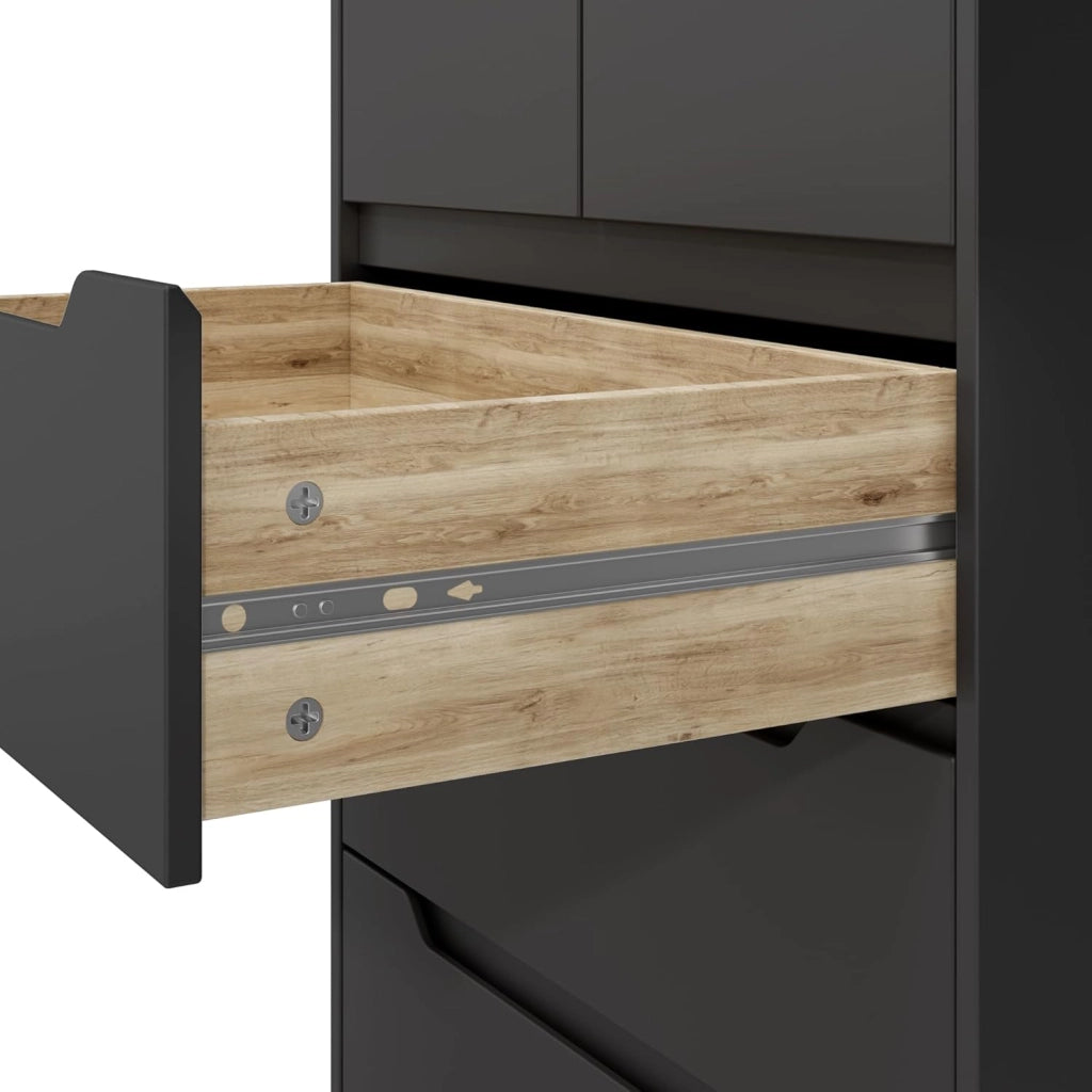 Cassettiera con 5 cassetti, armadio per camera da letto, armadietto per soggiorno, impermeabile e durevole, 94 x 72 x 41 cm (nero)