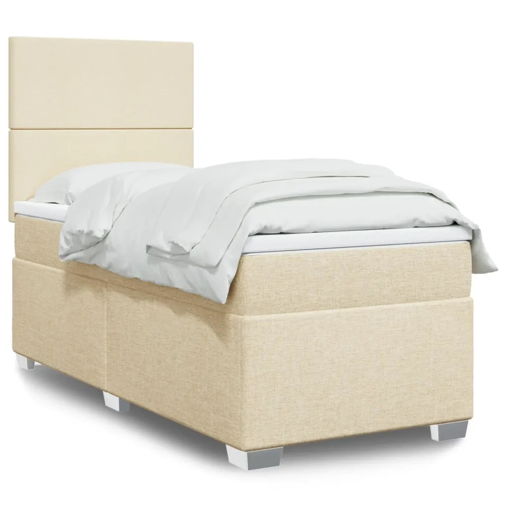 Giroletto a Molle con Materasso Crema 90x190 cm in Tessuto 3292641