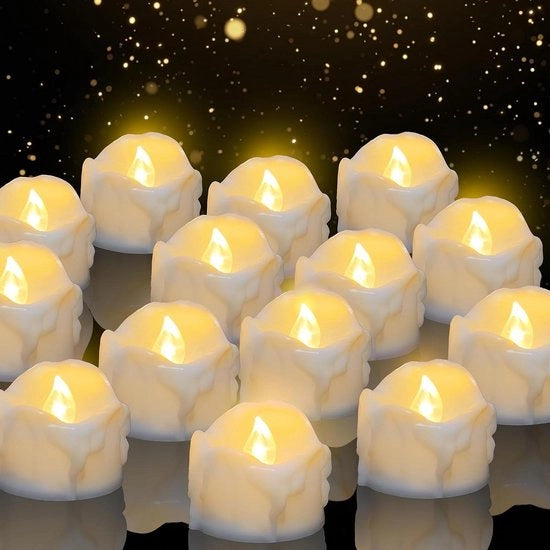 Set di 14 LED lampioncini a cera fumante - Flickeranti LED - Halloween Natale Autunno Inverno Matrimonio - Diametro 36 cm x Altezza 32 cm
