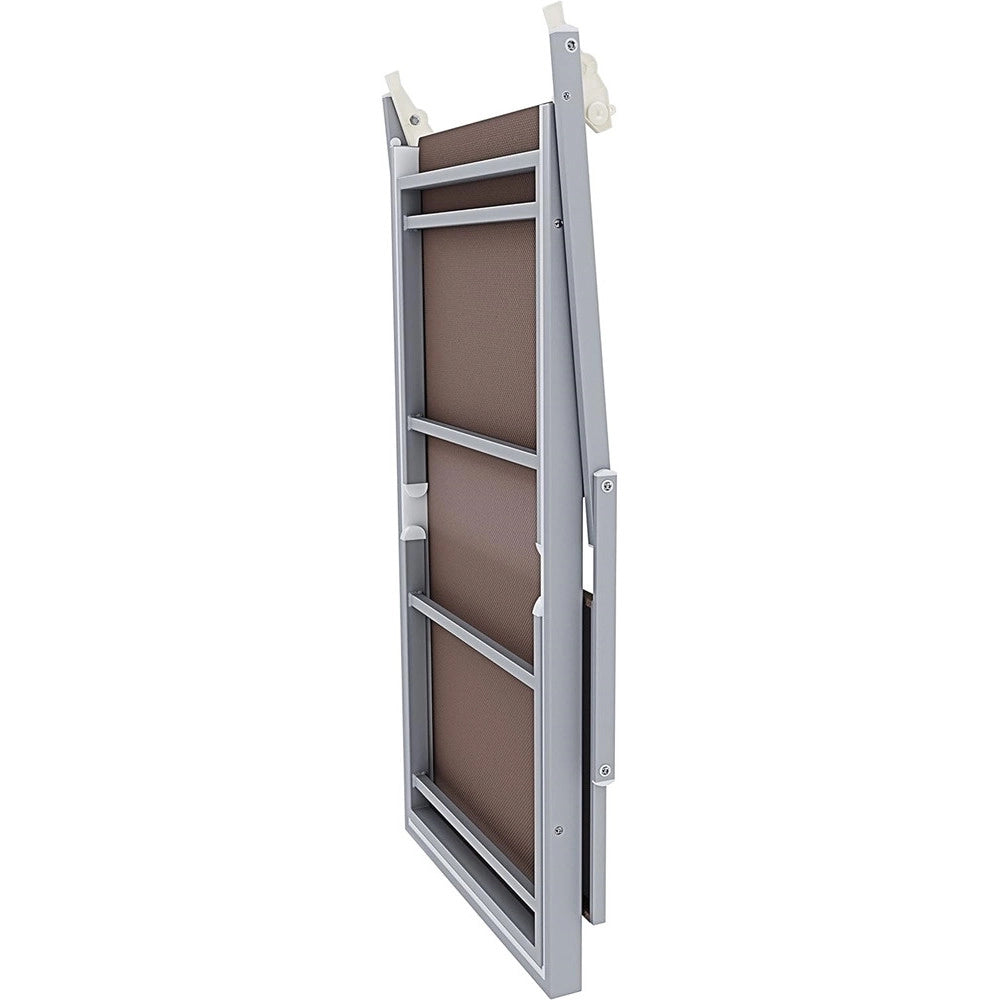 Trade Shop - Lettino Pieghevole Prendisole In Alluminio Textilene Con Parasole Orientabile 186x61x38cm - Tortora