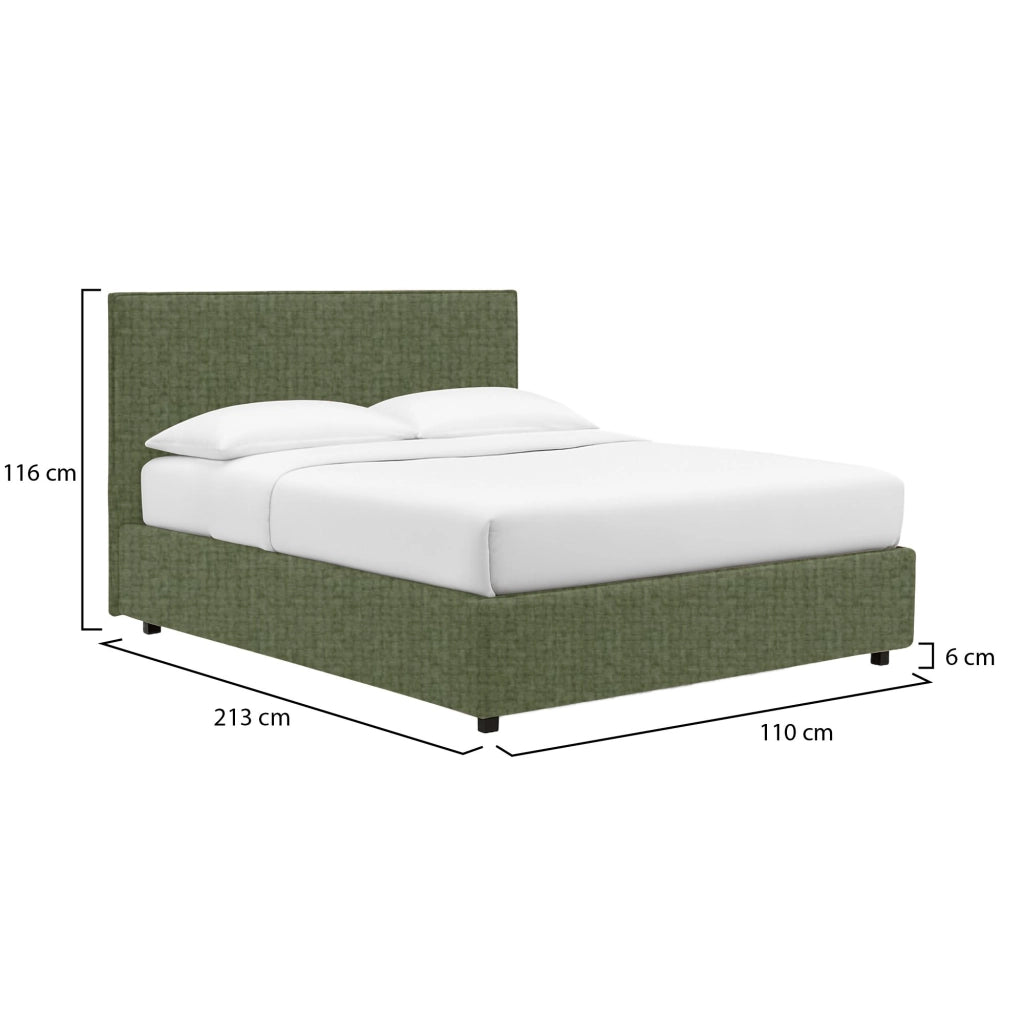 Dagenham, Letto Singolo Sfoderabile Made in Italy, Verde