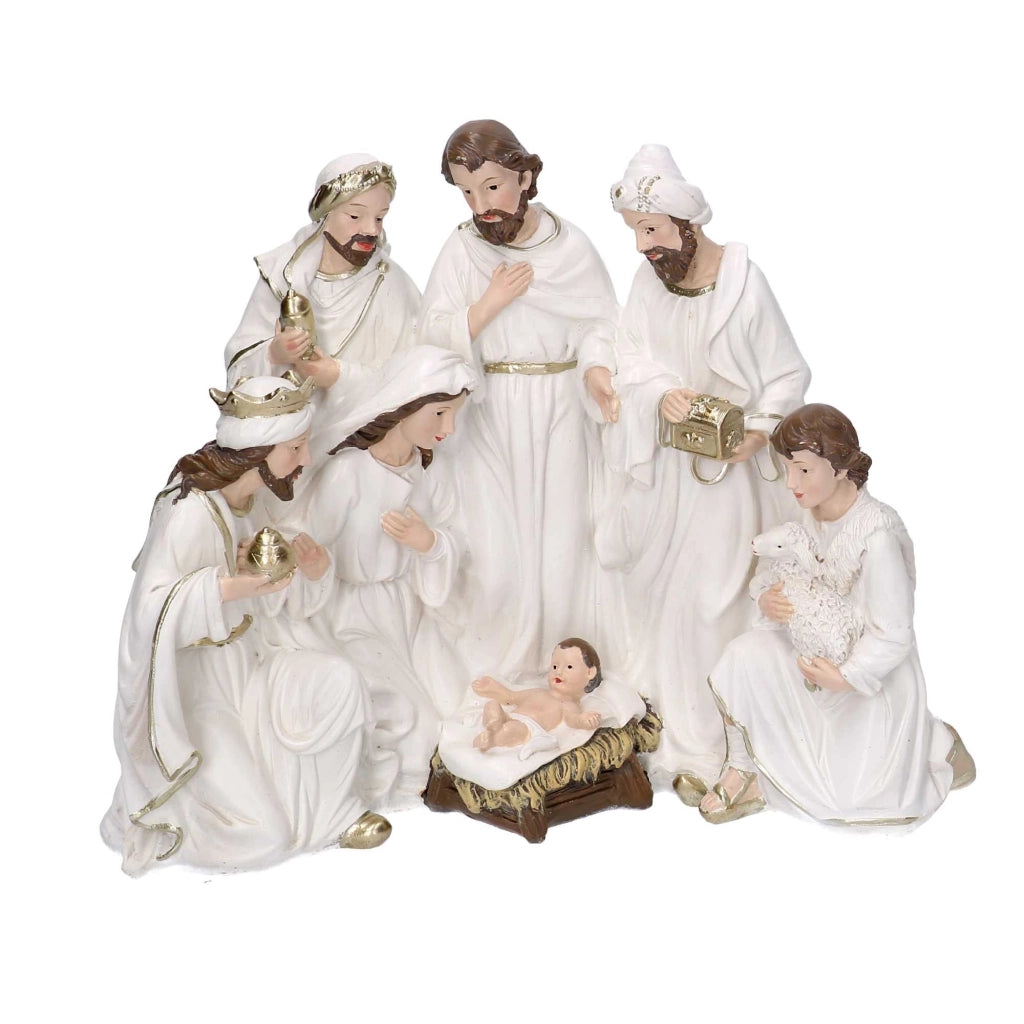 Natività resina bianco cm 23x12,5xh19,5