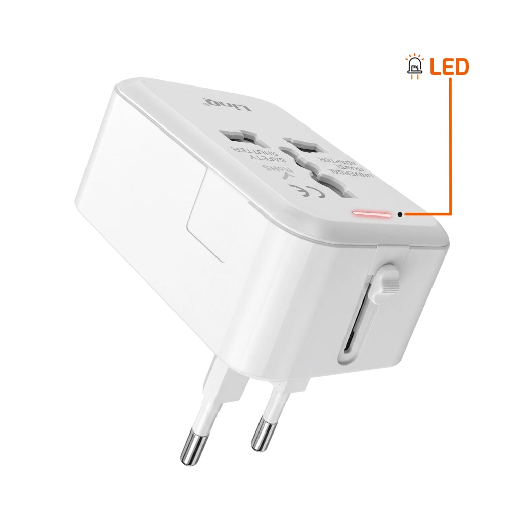 Adattatore CA Multipresa Internazionale 1500W Presa Femmina Tipi da A a J Bianco LinQ