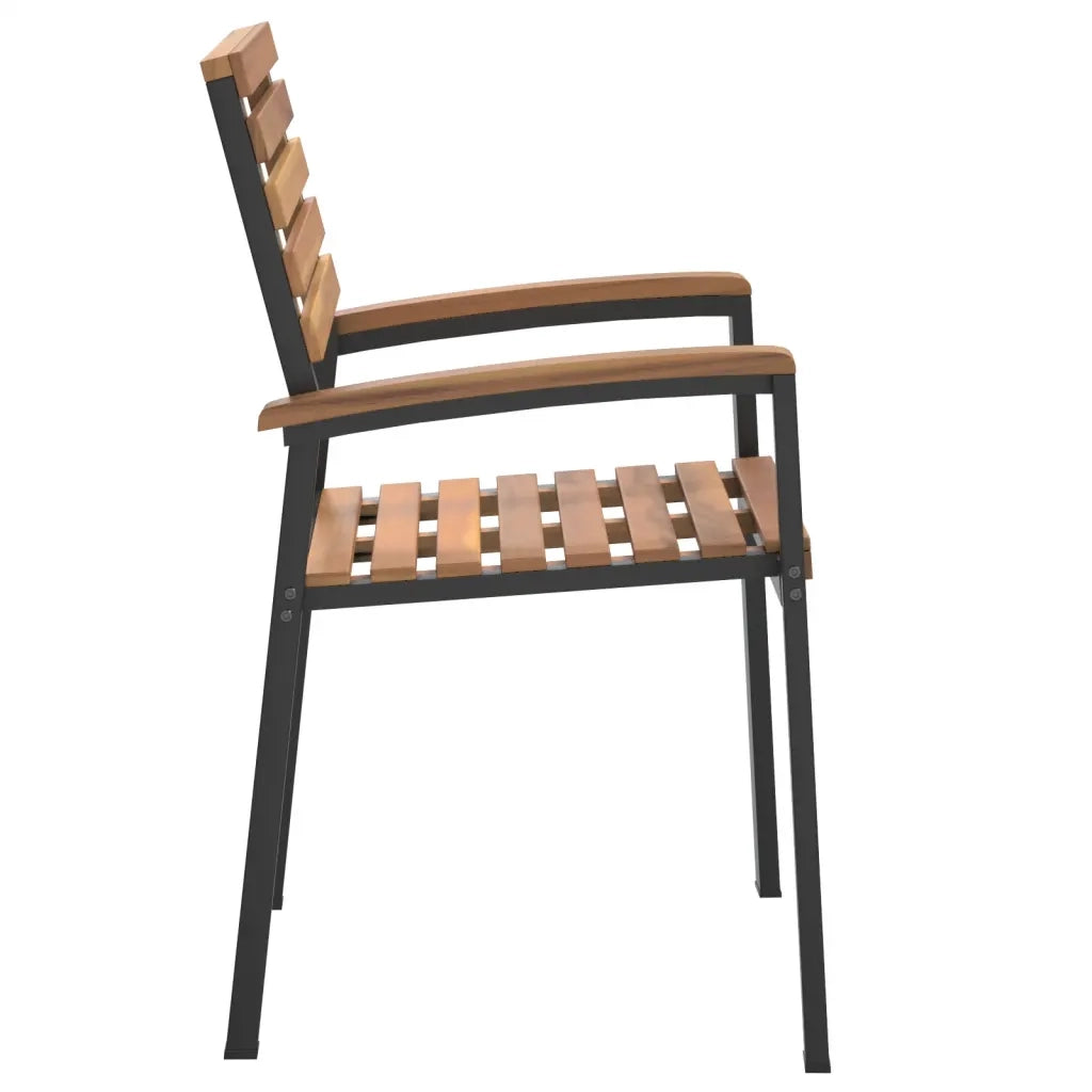 vidaXL Sedie Giardino Impilabili 2 pz Legno Massello Acacia e Metallo