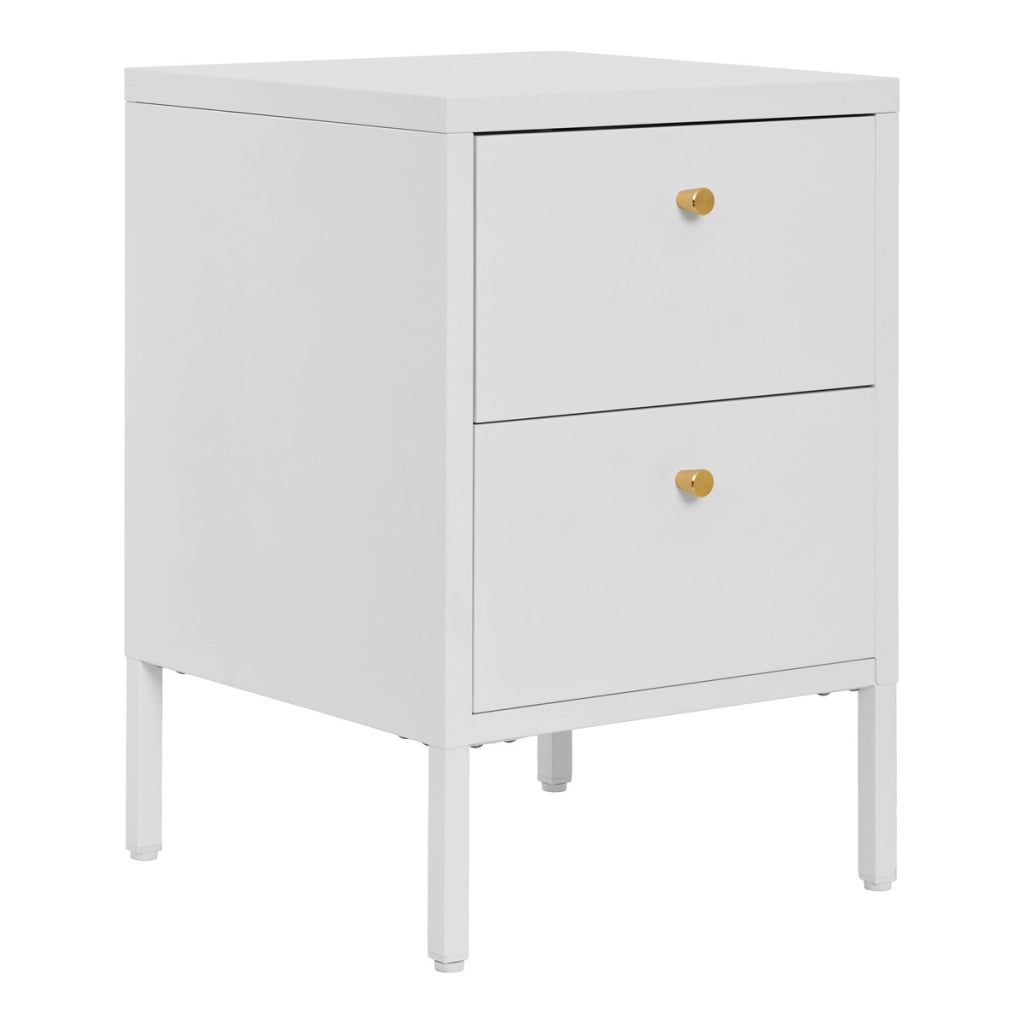 Comodino Dalby, Bianco, Metallo, 40x40x60 cm