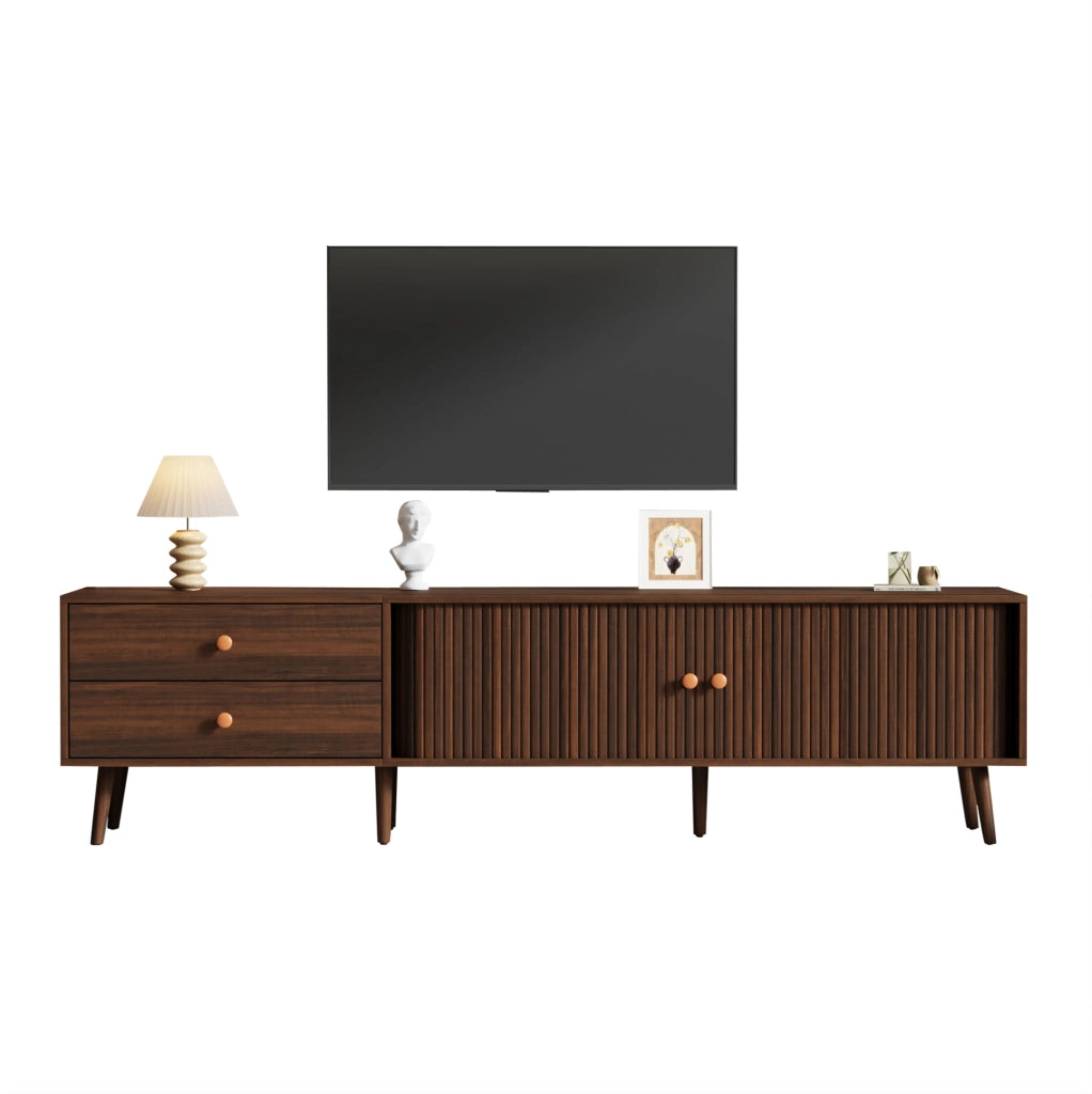 Mobile TV 180 x 40 x 46;5 cm con 2 cassetti e 2 ante avvolgibili; MDF; colore noce