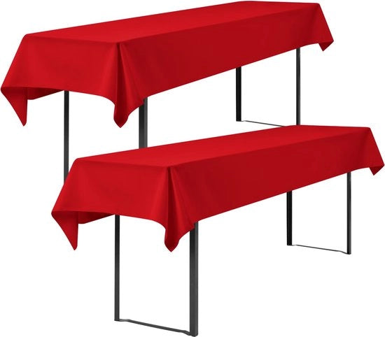 Tappeti per tavolo da birra universali per tavoli da 50cm e 70cm, coperture per tavolo da birra, coperture per tavolo da birra, copertura per tavolo da birra, set per tenda da birra, tovaglioli rettangolari lavabili 100x250cm (rosso)