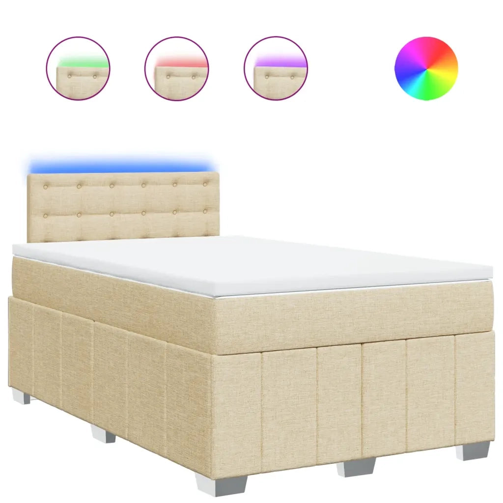 vidaXL Giroletto a Molle con Materasso Crema 120x200 cm in Tessuto