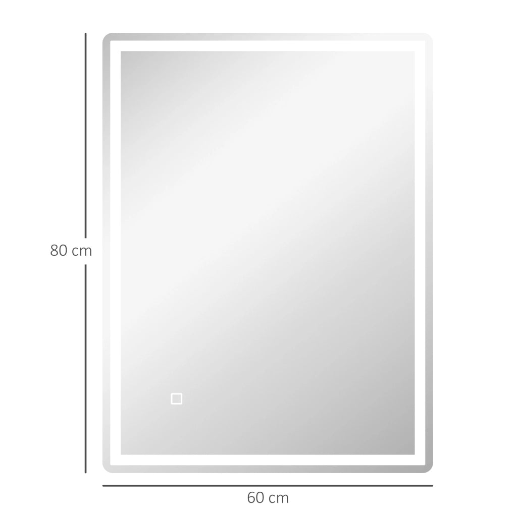 Specchio bagno LED ULEVR 60x80 cm con funzione antiappannamento e comando touch, vetro argento