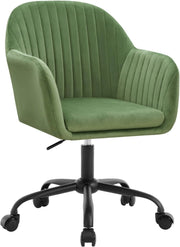 Sedia da Ufficio, Sedia da Toeletta, Poltrona Ergonomica, Ampia, in Velluto Imbottita, Regolabile in Altezza per Ufficio e Camera da Letto, Verde, BS166gn