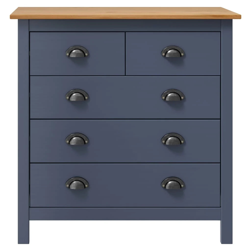 Credenza cassettiera cassettiera mobile contenitore organizer cucina soggiorno Hill 79 x 40 x 80 cm legno massello di pino grigio 02_0035675