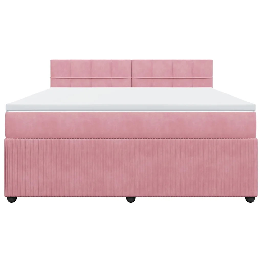 Giroletto a Molle con Materasso Rosa 180x200 cm in Velluto