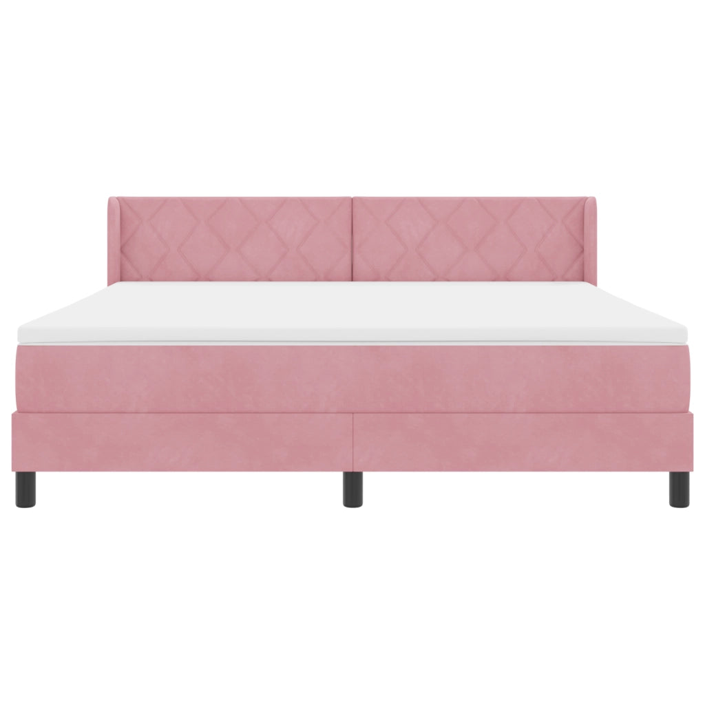 Letto a Molle con Materasso Rosa 180x200 cm Velluto