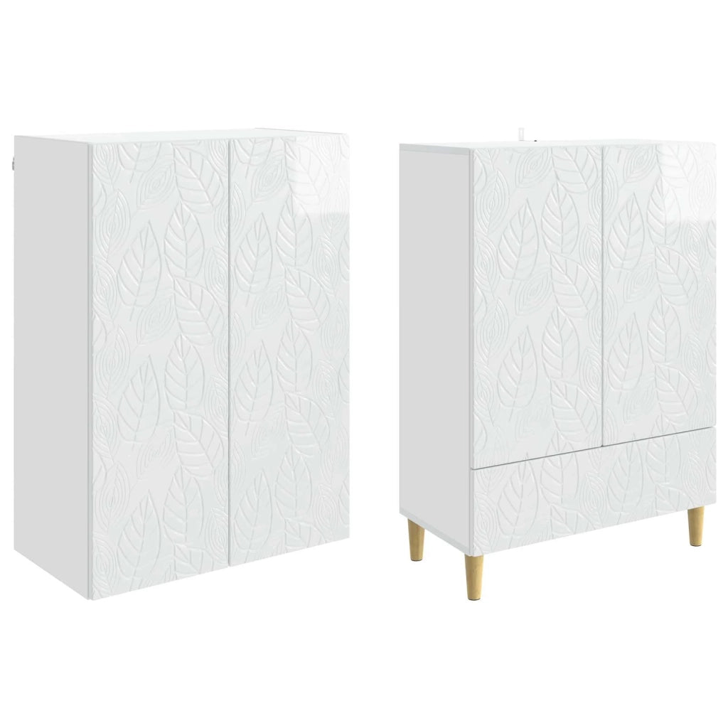Set di armadi 2 pcs Bianco Lucido Legno ingegnerizzato