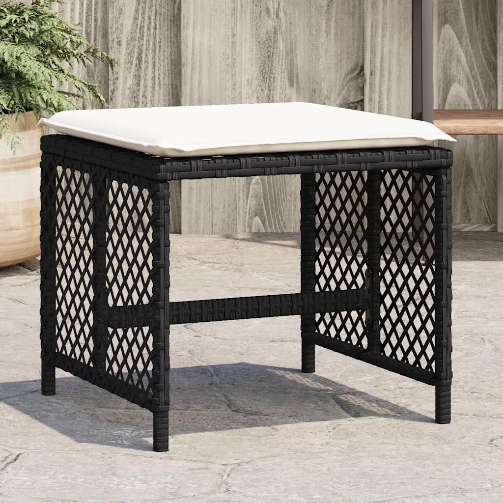 vidaXL Sgabelli da Giardino con Cuscini 4pz Neri 41x41x36cm Polyrattan